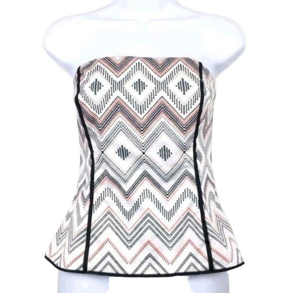 WHBM Sleeveless Tank Top White, Black & orange Women's Size  6